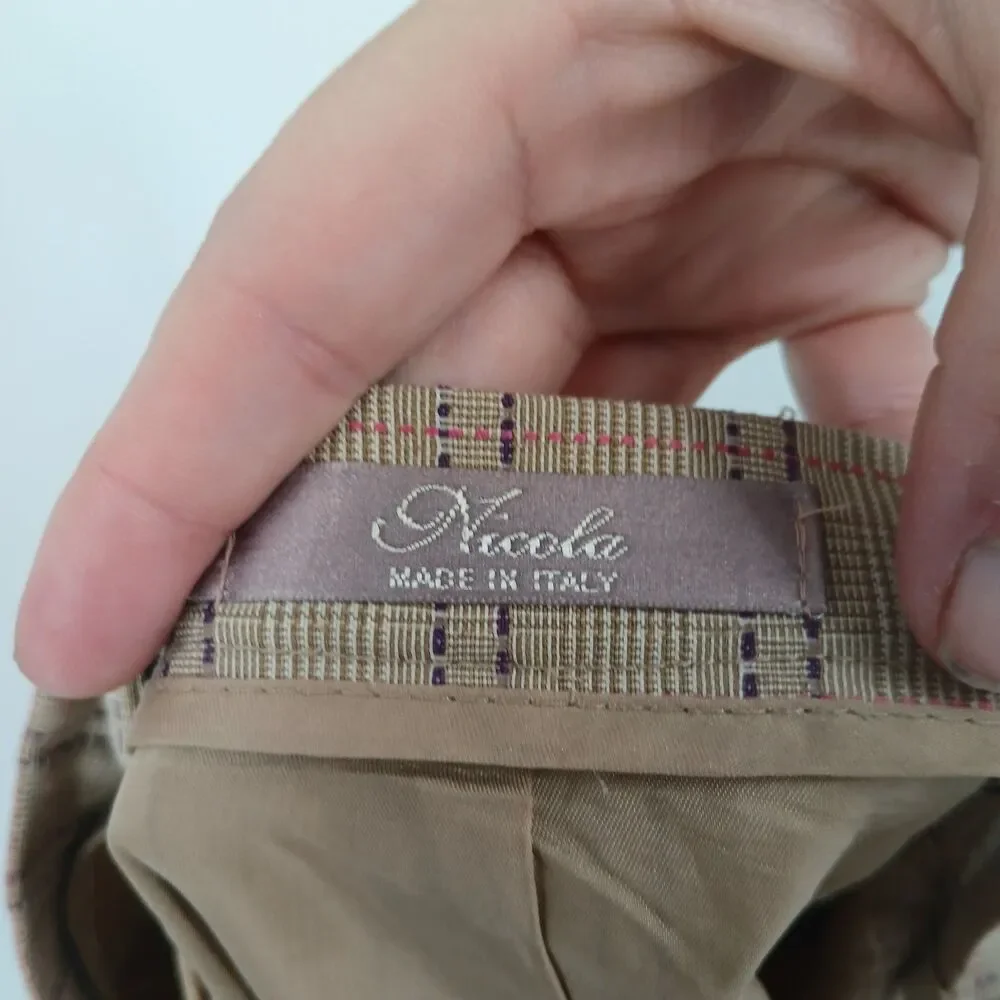 womans vintage nicola italian size 14 tan plaid mini pencil skirt office teacher
